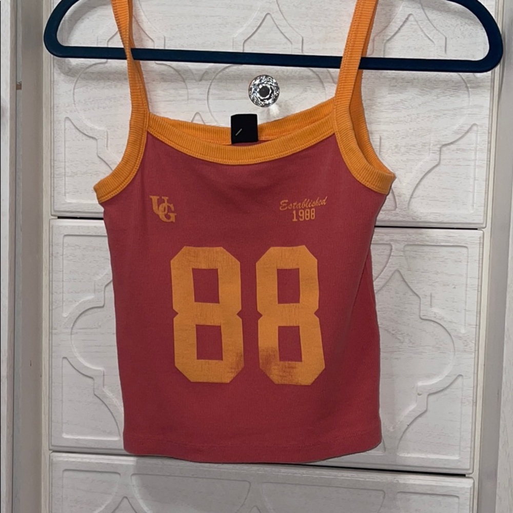 orange and red varsity top from urban outfitters